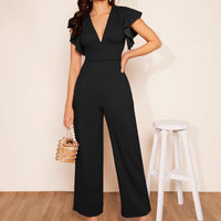 Womens Elegant Jumpsuit With Ruffle Details