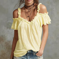 Cotton-linen Lotus-leaf Collar Casual Camisole