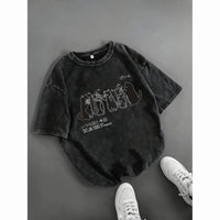 Cartoon Cat Shower Mens Loose-Fit Short-Sleeve T-Shirt