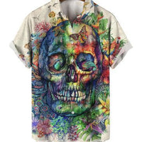 Retro Skull Head 3D Digital Printing Leisure Loose Shirt