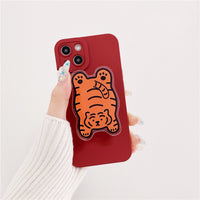 Papa Tiger Cartoon Cute Liquid Silicone Phone Case