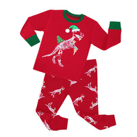 Christmas Deer Children's Suit Children's Pajamas Boys And Girls Long Sleeve Cotton Printed Homewear