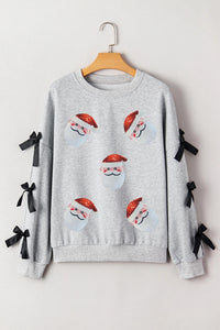 Car Sequin Shining Patch Ribbon Slit Long Sleeve Women