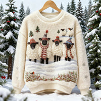 3D Digital-Print Flannel Slim-Fit Crew-Neck Sweatshirt