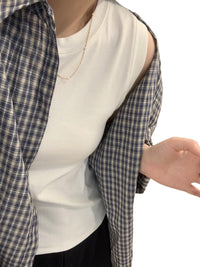 Blue Plaid Women's Loose Long-sleeved Shirt
