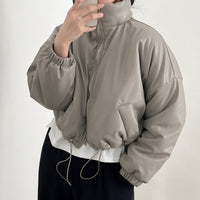 Warm Loose Versatile Short PU Leather Cotton Jacket For Women