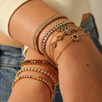 Full-Crystal Zircon Flower Stainless Steel Bracelet