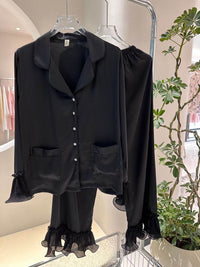 Fashion Ice Silk Pajamas Ruffled Women