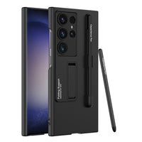 Pen Slot Phone Case Matte Solid Color Protective Hard Shell