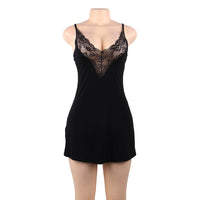 Plus Size Women's Solid Color Lace Nightdress