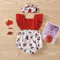 Summer Sleeveless Cherry Print Backless Lace Up Romper Suit