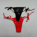 Traceless Briefs Lace Women's T-back Letters Diamond Decorations