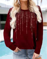 Women's Long-sleeved Sweatshirt With Printed Star Pattern