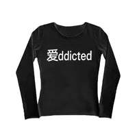 Letter-printed Slim-fit T-shirt Casual Long-sleeve Top