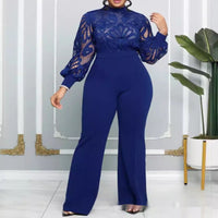 Womens Plus-Size Lace-trimmed Casual Jumpsuit