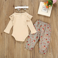 Cotton Khaki Jumpsuit Suit Baby One-piece Pants Printed Trousers Headdress
