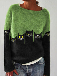 Thick Needle Digital Printing 3D Round Neck Sweater