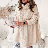 Lapel Batwing Sleeve Loose Casual Plus Size Women's Knitting Sweater