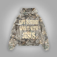 Men's Hooded Printed Slim Fit Double Hood Sweatshirt