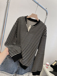 Crew Neck Casual Striped Lazy Pullover Sweater