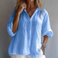 Spring Bestseller Women's Solid Color Linen Long Sleeve Casual Shirt