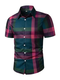 Men's Business Summer Wide Loose Shoulder Short Sleeve Single-breasted Shirt