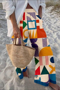 Casual Relaxed-fit Athletic Wide-leg Pants With A Fish-scale Pattern
