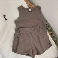 Internet Hot Korean Style Retro Mori Style Striped Vest Shorts