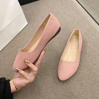 Women's Flat Solid Color Pointed Low Heel Lazy Wild Candy Color Round Toe Cloth Shoes