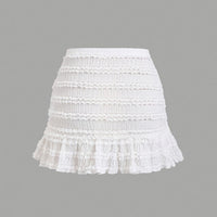 Womens Solid-Color Versatile Lace-trimmed Tutu Skirt