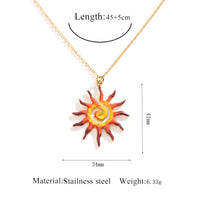 Stainless Steel Sun Pendant Necklace