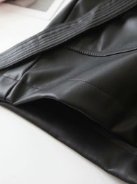 Women's All-match Slim Fashion Belt Lace-up Leather Pants