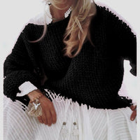 Womens Fashionable Loose Casual Knitted Sweater