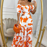 European And American-style Slim-fit Elegant Printed Dress