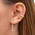 Silver Needle Chain Opal Earrings