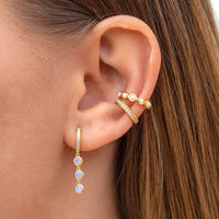 Silver Needle Chain Opal Earrings