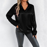 Springsummer Satin Shirt Long-sleeved Satin Top