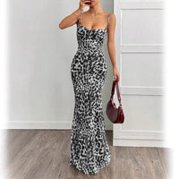 Fashionable, Chic, Elegant, Slim-Fit Leopard-Print Sleeveless Dress For Women