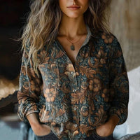 Women's Loose Casual Tie-dye Printed Long-sleeved Shirt