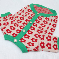 Sweater Small Flower Cardigan Buttons
