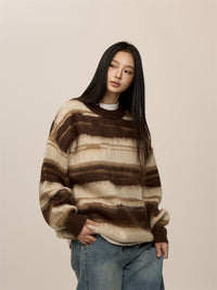 Retro Hip Hop Black And White Striped Sweater For Women