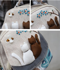 Fresh And Cute 3D Cat Parent-Child Canvas Bag