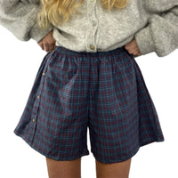 Women's Shorts Loose Plaid Beach Pants Home Wear