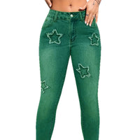 Womens Denim-Style Star Pants  Bootcut Leggings