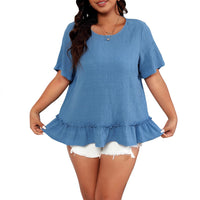 Women's Jacquard Crew-Neck Short-Sleeve Shirt