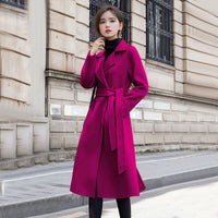 Mid-length Below The Knee Slim Fit Lace-up Woolen Coat High-end Woolen Coat
