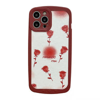 Simple Wine Red Rose Phone Case With Leather