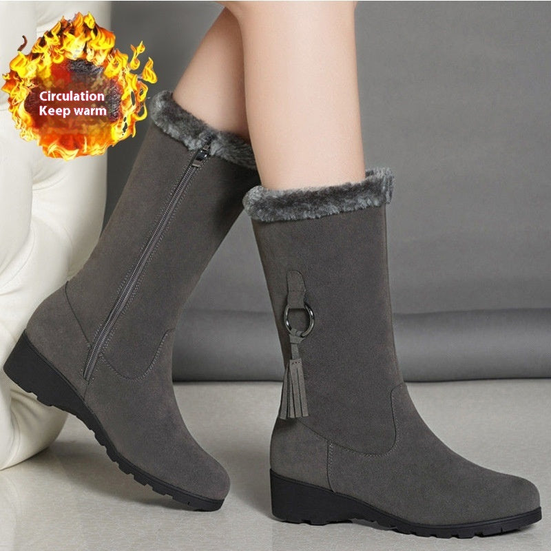 Long Furry Mouth Fleece-lined Martin Boots Autumn And Winter New