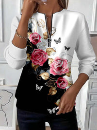 Womens Long-Sleeve Christmas-Print Sweatshirt Top
