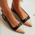Spring Summer New Women's Shoes Pointed Flat Bottom Pumps Color Matching Low Heel Shoes